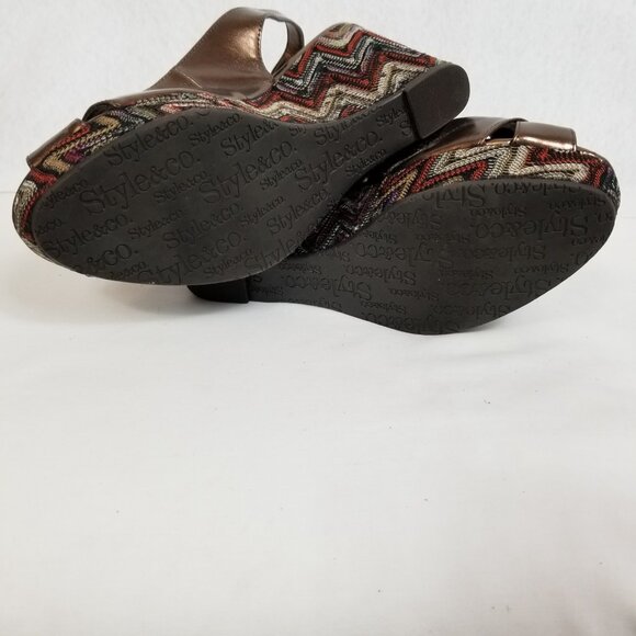 STYLE & CO 5" Wedge 1" Platform Heels Brown Size 9M ~ 4366 - Picture 9 of 11